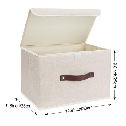 TYEERS Aufbewahrungsbox mit Deckel, faltbar, Stoff, 5 Stück, beige