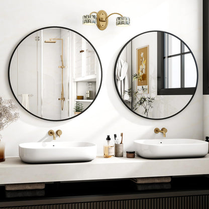 Koonmi 91cm runder Badspiegel Metallrahmen schwarz