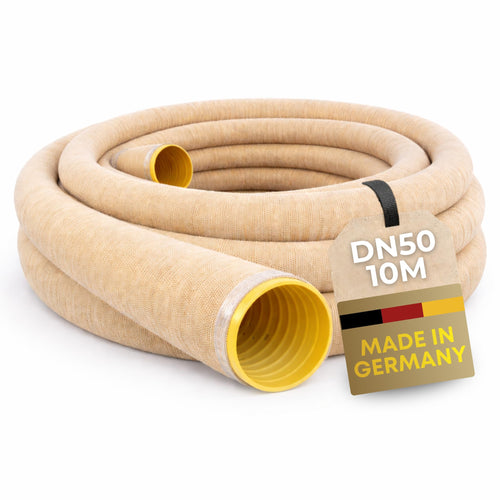 Doubleyou Geovlies & Baustoffe Drainagerohr DN50 10 m mit Filtervlies, gewellt und geschlitzt