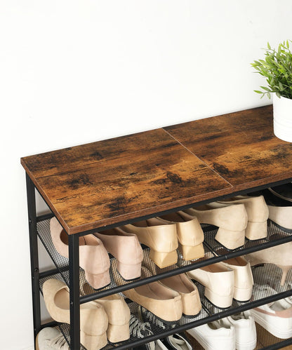 HOOBRO Schuhregal 5-stöckig EBF12XJ01 - Vintagebraun-Schwarz