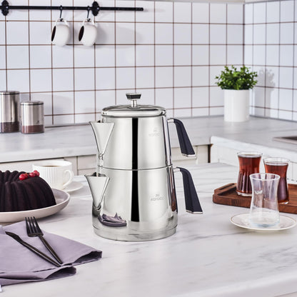 Karaca Fiona Teekannen-Set Schwarz, Edelstahl, Induktion, 1L & 2L
