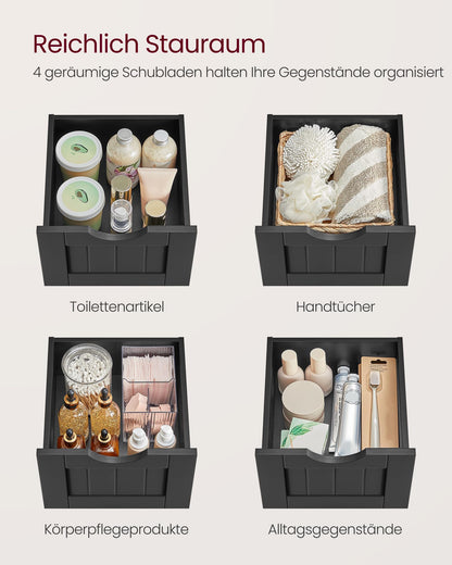 VASAGLE Badezimmerschrank 4 Schubladen – Tintenschwarz LHC040B01