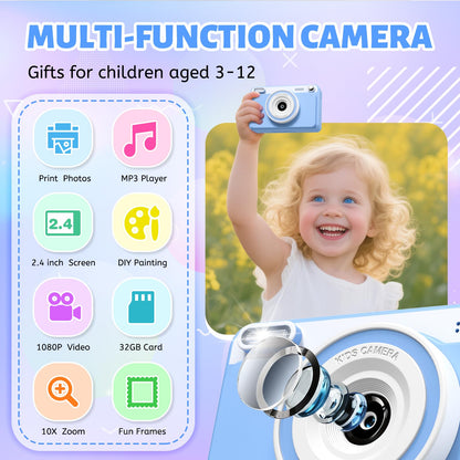 GREENKINDER Sofortbildkamera Kinder H10 mit 32GB Karte, Blau