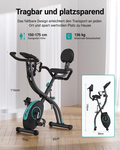 MERACH 4-in-1 Heimtrainer Ergometer – Klappbar, Magnetisch