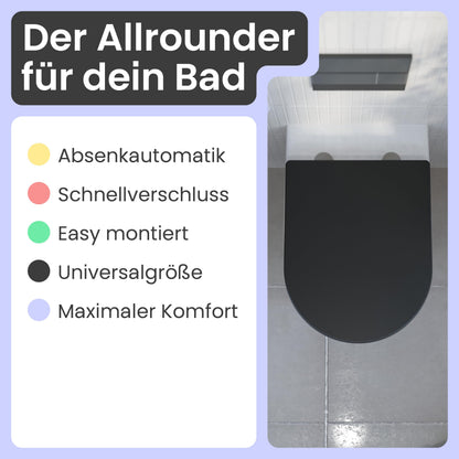 instmaier Helma WC-Sitz aus Duroplast, Absenkautomatik, D-Form, schwar