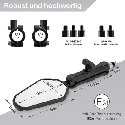Simda Pro ENDU-01 Motorradspiegel Universal E24 für 22 mm Lenker