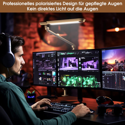 AmazLit LED Schreibtischlampe Klemme Schwenkarm – Weiss