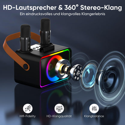Wowstar Karaoke Maschine mit 2 Mikrofonen, Bluetooth Lautsprecher