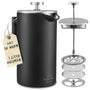 SILBERTHAL French Press Thermo 1 Liter, Kaffeebereiter aus Edelstahl, doppelwandig isoliert