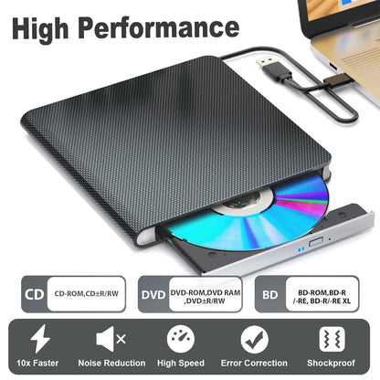 Externes Blu-ray Laufwerk – USB 3.0/Typ-C Recorder tragbar