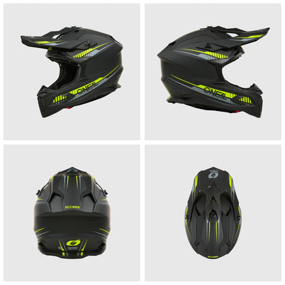 O'NEAL C-SRS SOLID Motocross Helm - Schwarz/Neongelb, Grösse S