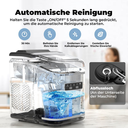 Acmeenjoy Eiswürfelmaschine HZB-12/K, 12 kg/24 h, Selbstreinigung