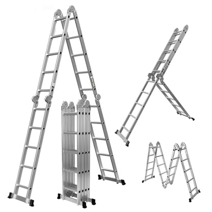 CRAFTFULL CF-104A Aluminium Multifunktionsleiter - Silber 4x5 Sprossen