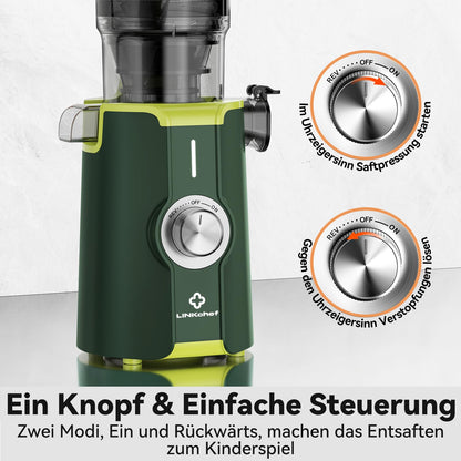 LINKChef Slow Juicer Kaltentsafter für Obst & Gemüse – Grün