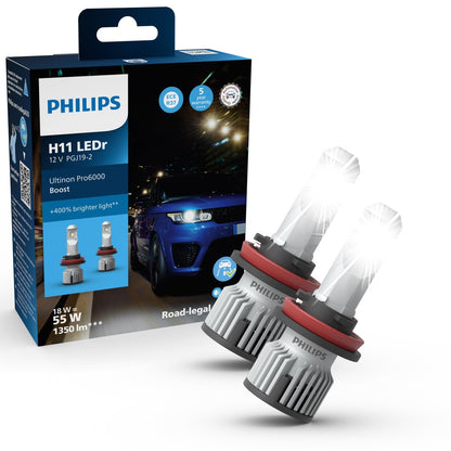 Philips Ultinon Pro6000 Boost H11-LEDr LED-Scheinwerferlampe, ultra-kompakte LED-Nachrüstlampe für 12V-Anwendungen