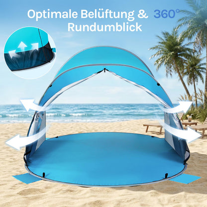 WolfWise Strandmuschel Pop-Up Zelt mit UV-Schutz 50+, 3-4 Personen