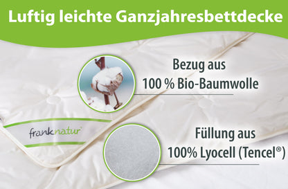 franknatur Ganzjahresdecke Lyocell Tencel Bettdecke 135x200