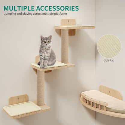 YITAHOME Katzen Kletterwand Set aus Holz – 7-teilige Katzenmöbel