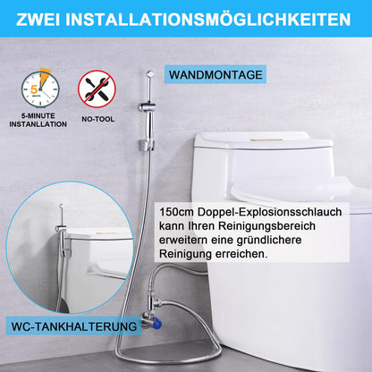 Uvish Bidet Handbrause Aufsatz mit Druckregelung - Chrom