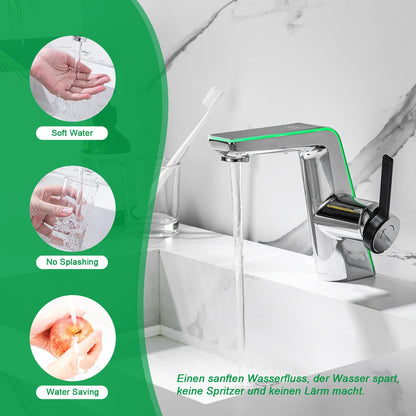 LakeBayMZC Waschtischarmatur LED Temperaturanzeige – Chrom 130mm