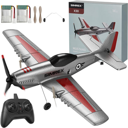 SIMREX TOY2409 RC Flugzeug mit 6-Achsen-Gyro, 2,4 GHz RTF für Anfänger, Segelflugzeug aus EPP-Schaum