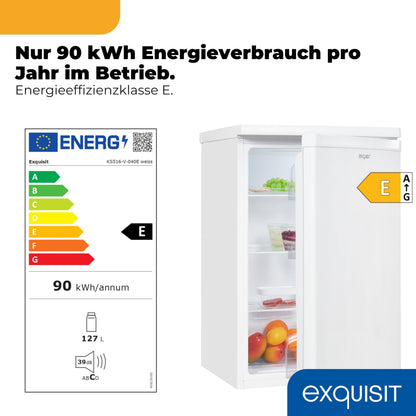 Exquisit Vollraumkühlschrank KS516-V-040E weiss, 127 l, LED