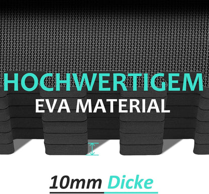 BEAUTYOVO Bodenschutzmatte Set, 24 EVA-Puzzlematten 31x31 cm, schwarz