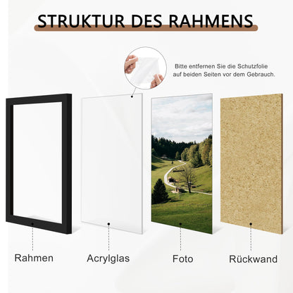 QPQIYIY Bilderrahmen 50x70 cm, 3er-Set, schwarz, Holzwerkstoff