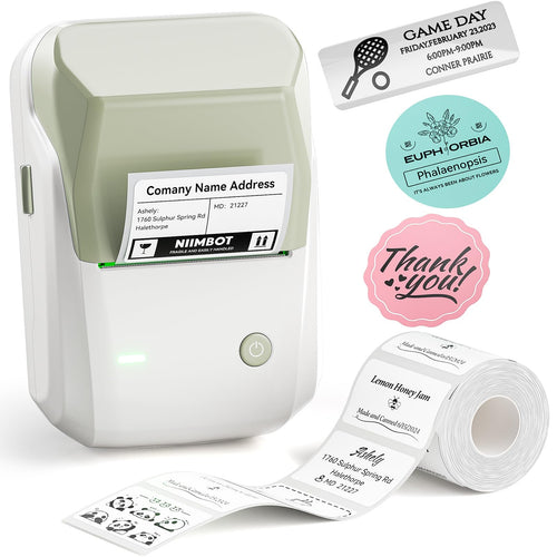 NIIMBOT B1 Etikettendrucker Bluetooth für Etiketten 20-50 mm, Grün, kompaktes ABS-Gehäuse, tintenloser Thermodruck