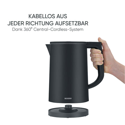SEVERIN Cool-Touch Wasserkocher WK 3484, doppelwandig, 1,7 L, schwarz