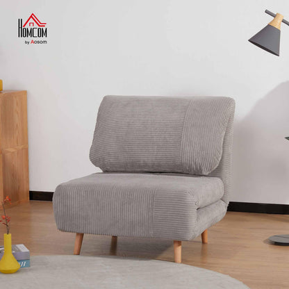 HOMCOM 2-in-1 Schlafsofa Gästebett - Cord-Optik Hellgrau