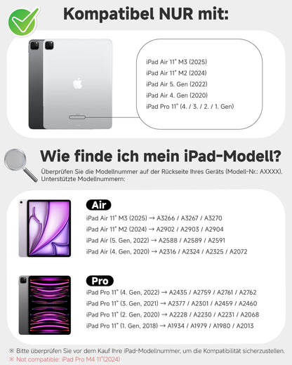 Nuflaz X7 Tastaturhülle - iPad Air 11" QWERTZ Schwarz Grau