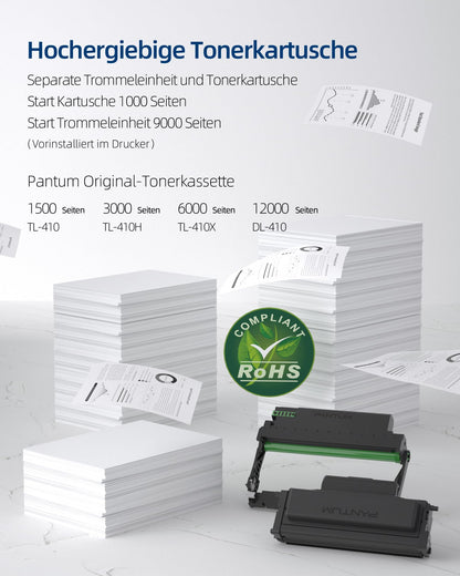 PANTUM P3018DW Laserdrucker – Schwarz Weiss, Duplex, WLAN