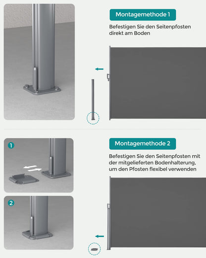 SONGMICS Seitenmarkise GSA160G, ausziehbar, 160 x 300 cm, anthrazit