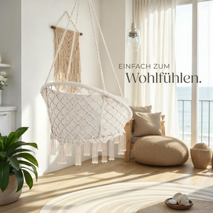 tectake Hängesessel mit Gestell, Indoor und Outdoor, beige