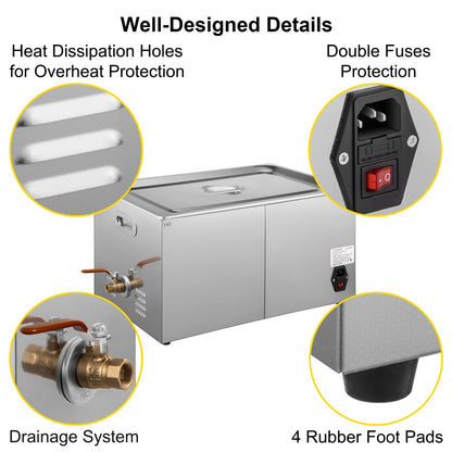 VEVOR 30L 100A Ultraschallreinigungsgerät 600W - Edelstahl