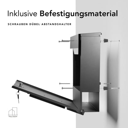 NewHabitat Briefkasten Manhattan Anthrazit mit Zeitungsfach und Gravur