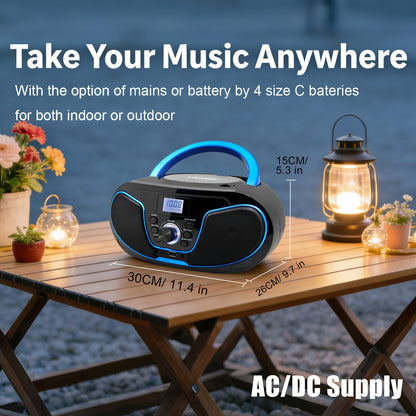 LONPOO LP-D02 CD-Player Boombox mit Bluetooth, UKW-Radio und USB