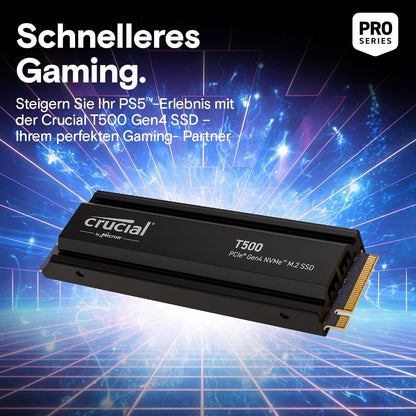 Crucial T500 SSD 2TB PCIe Gen4 NVMe M.2 mit Kühlkörper