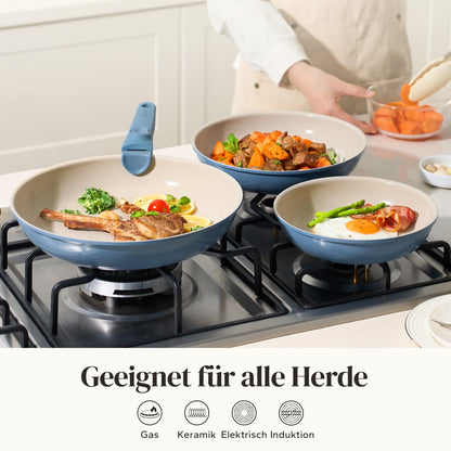 Redchef Pfannenset abnehmbarer Griff Induktion Keramik 6-teilig Blau