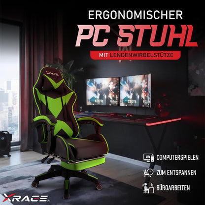 xRace Gaming Stuhl Ergonomischer Bürostuhl - Grün