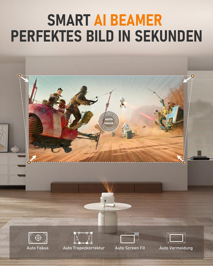 VISSPL Smart Mini Beamer – Netflix, Autofokus, 6D, 1080P/4K