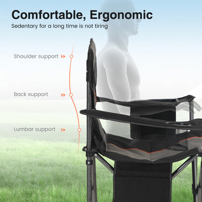 HIGH POINT SPORTS Campingstuhl XXL Faltbar Gepolstert – Schwarz 200kg