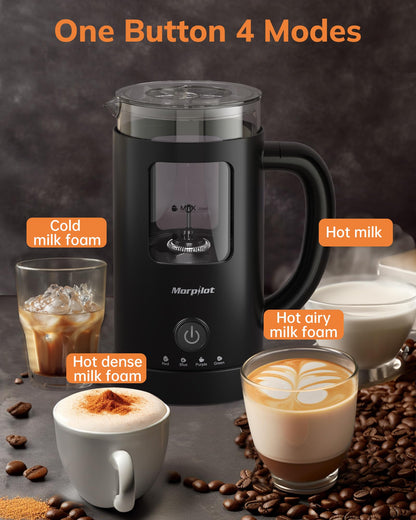 morpilot Milchaufschäumer Elektrisch 4-in-1, 600 ml, Schwarz