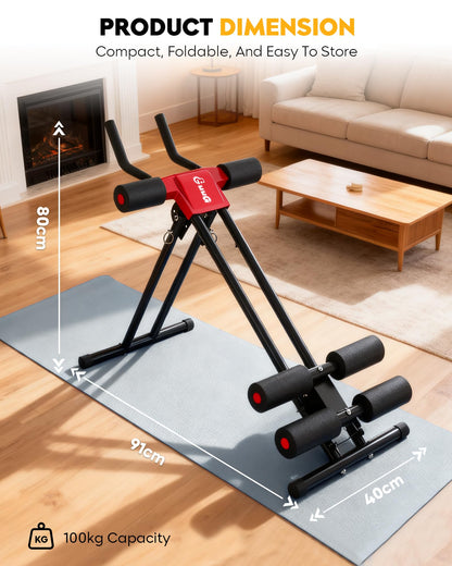 GuuG Bauchmuskeltrainer klappbar – Bauchtrainer für Zuhause, Rot