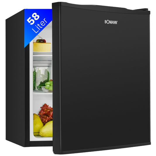 Bomann KB 7347 Kompakter Mini Kühlschrank 58L schwarz. Schwarzes Kompaktgerät zur Kühlung von Getränken/Lebensmitteln in kleinen Räumen.