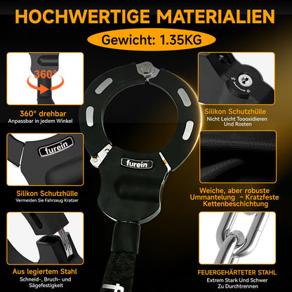 furein Kettenschloss für E-Scooter mit Silikonschutz und 4L Tasche