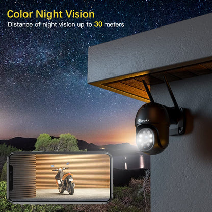 Ctronics 2.5K 4MP Überwachungskamera Aussen WLAN PTZ, 2 St - Schwarz