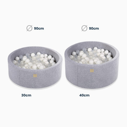 MEOWBABY Bällebad für Kinder Samt - 90x30cm Graublau