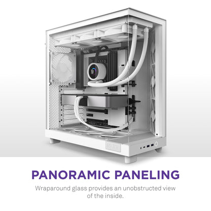 NZXT H6 Flow Dual-Kammer Panorama Glas PC Gehäuse - Weiss
